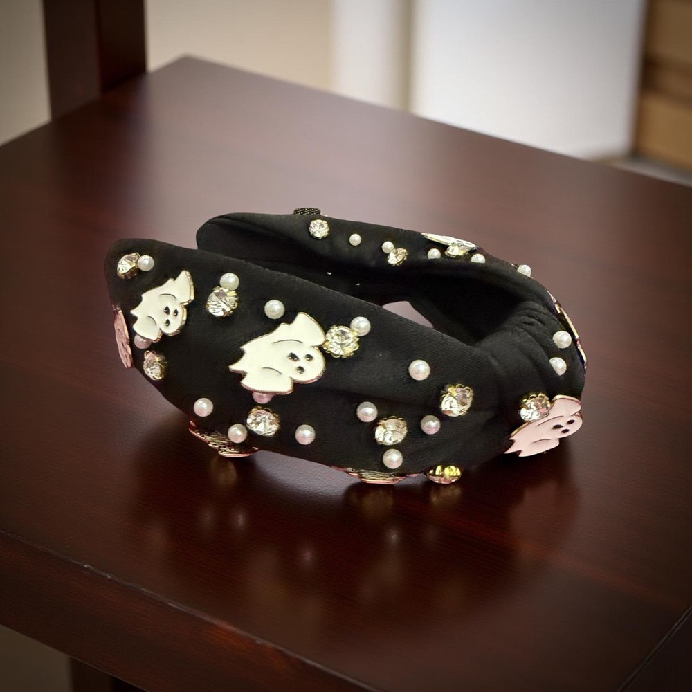 🖤 Glam Ghost Beaded Halloween Headband